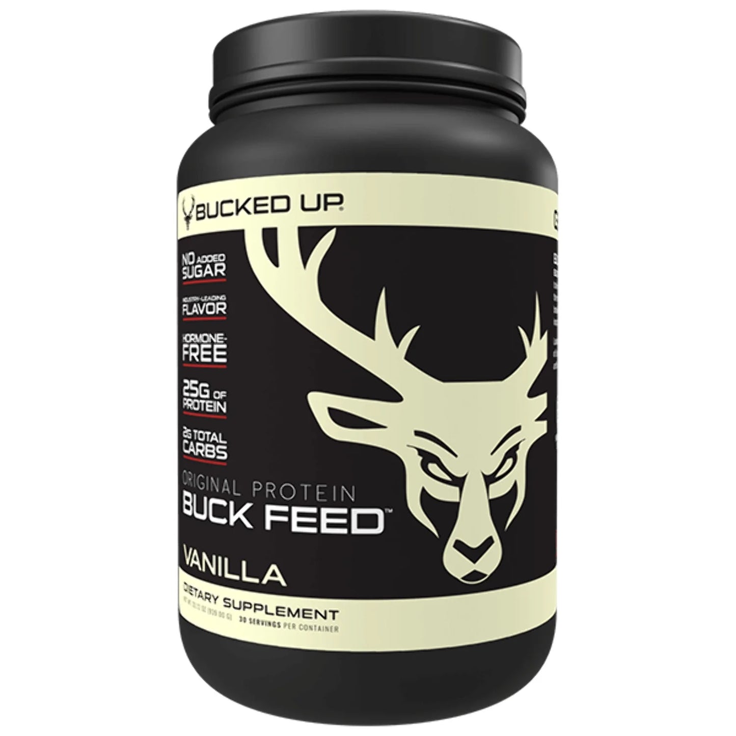 Bucked Up Buck Feed All Natural Vanilla Whey Protein Powder, 25g of Protein, 30 servings