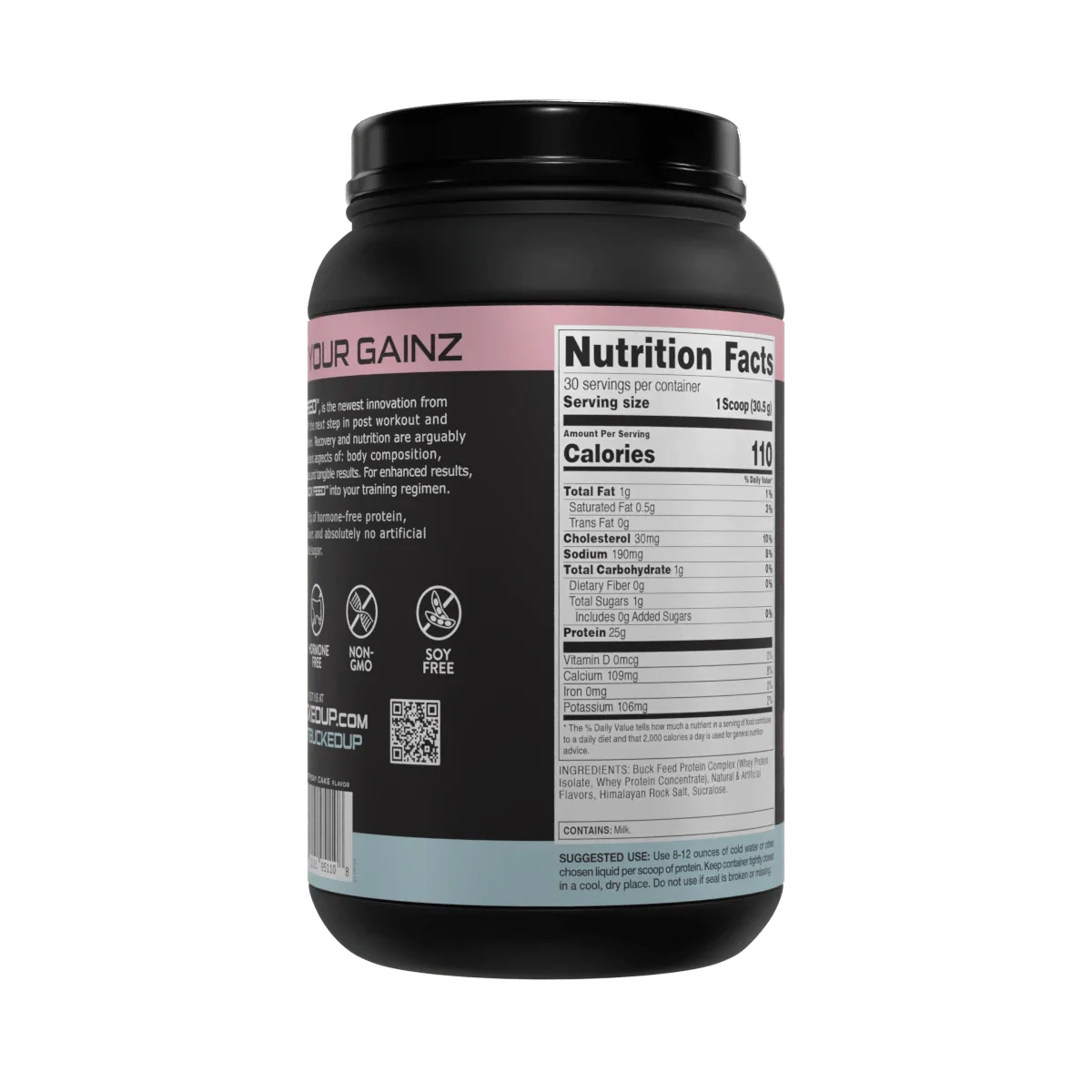 Bucked Up Buck Feed Cakepop Whey Protein Powder, 25g of Protein, 30 servings