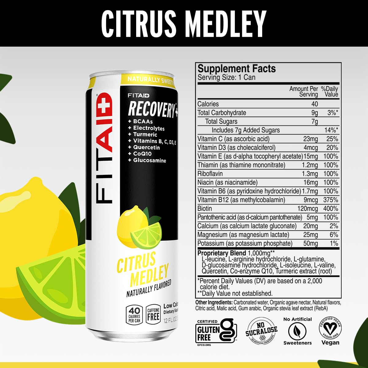 FITAID Citrus Medley Fitness Recovery 12-oz. cans (Pack of 12)