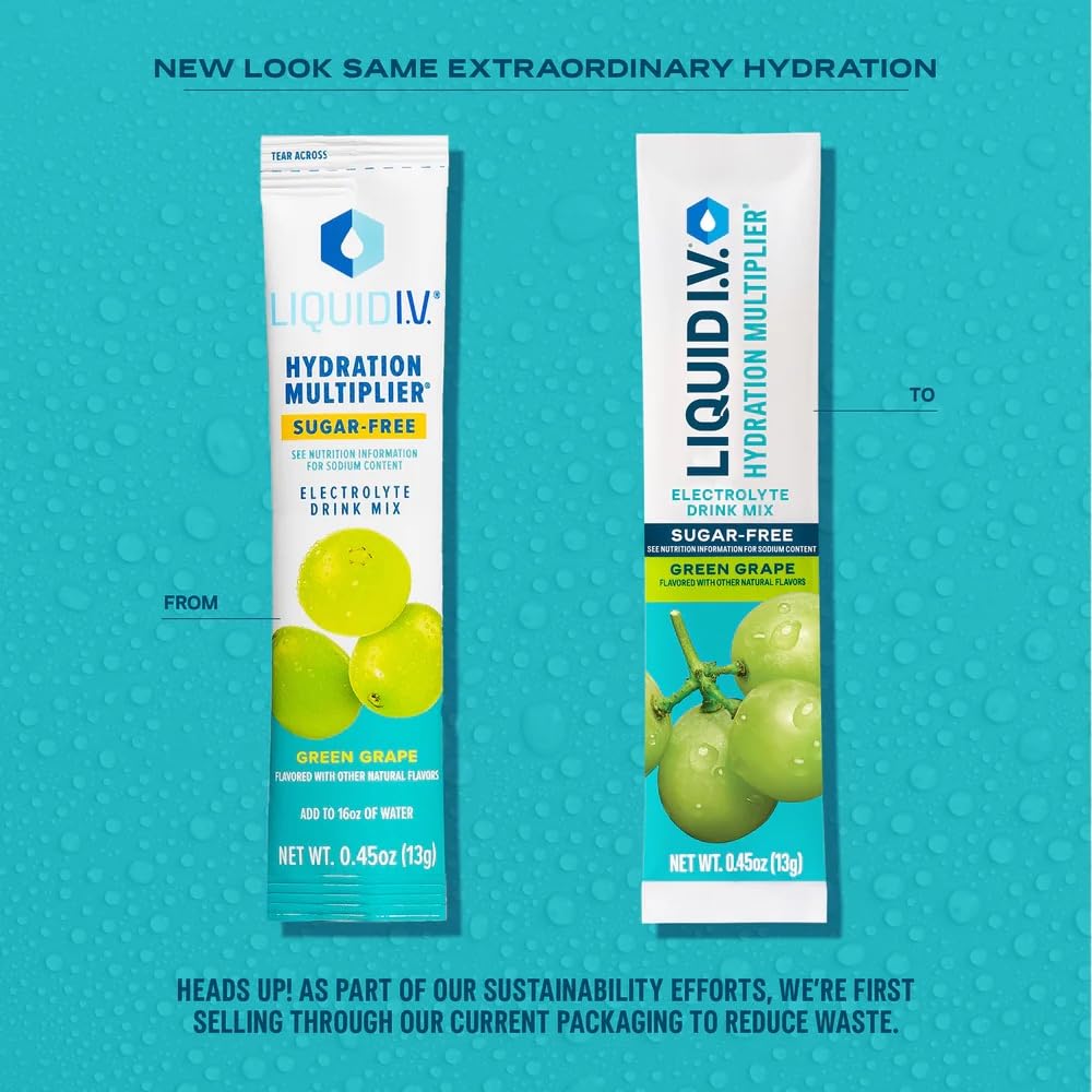 Liquid I.V. Hydration Electrolyte Green Grape (Sugar Free) 10 Count