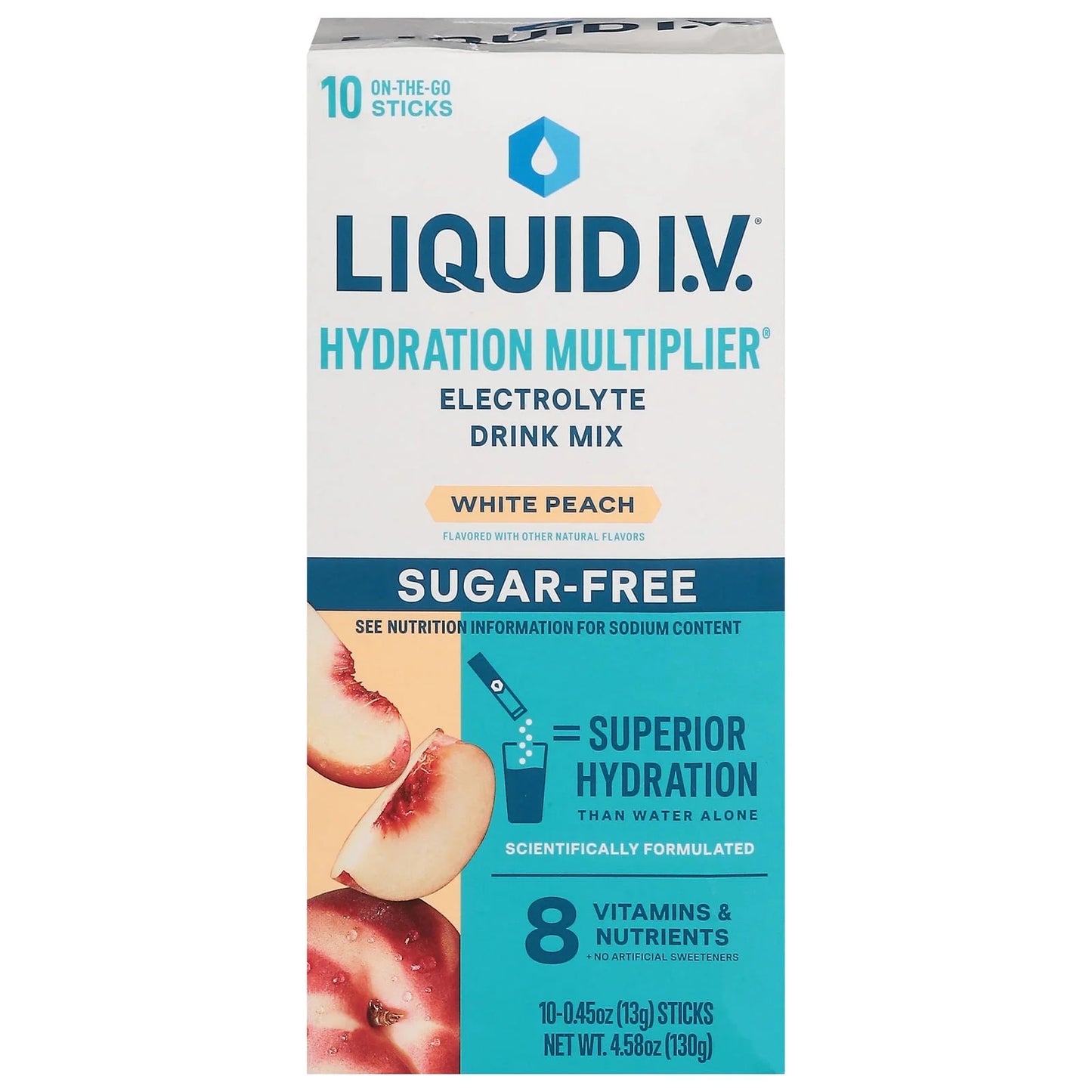 Liquid I.V. Hydration Electrolyte White Peach (Sugar Free) 10 Count