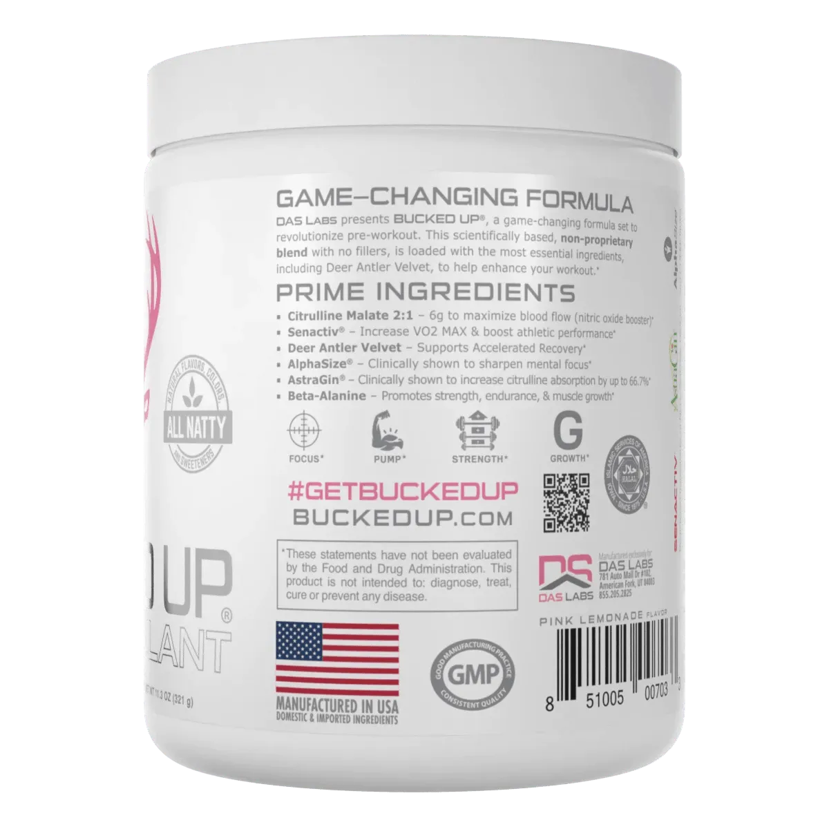 Bucked Up - Non-Stimulant Pre-Workout( Pink Lemonade)