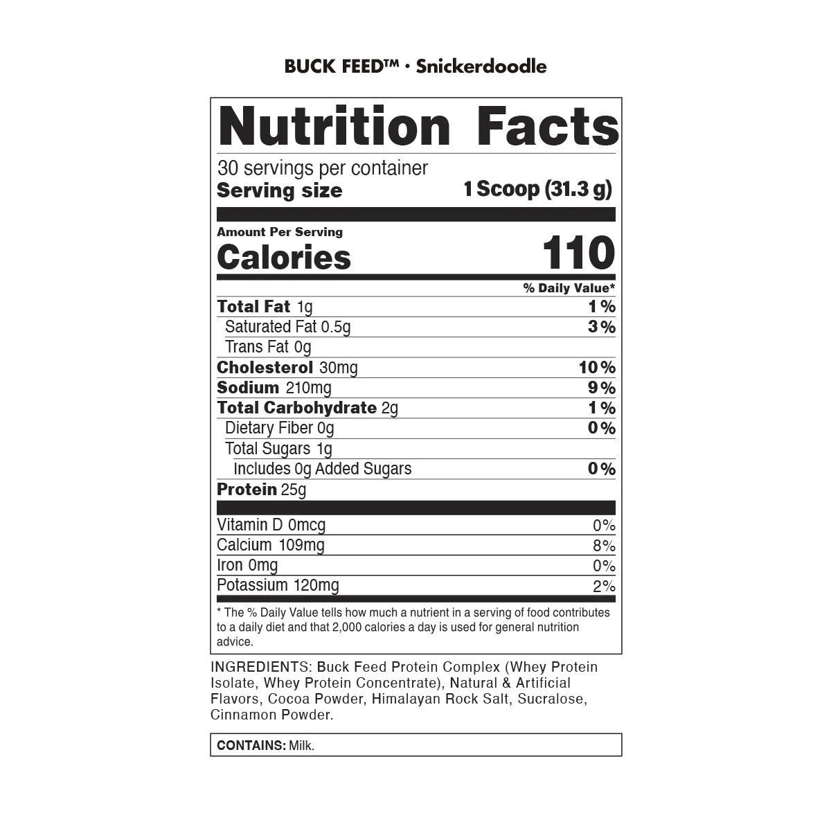Bucked Up Buck Feed Snickerdoodle Whey Protein Powder, 25g of Protein, 30 servings